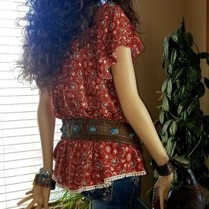 Flutter Sleeve Flowy Boho Tunic Top